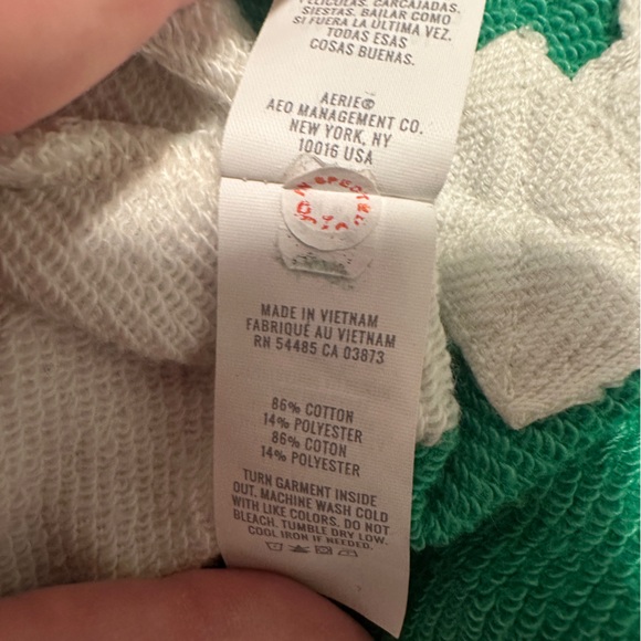Aerie Green White Stripe Prep Rally Rugby Sweatshirt Oversized Size XS Women’s - Picture 14 of 14